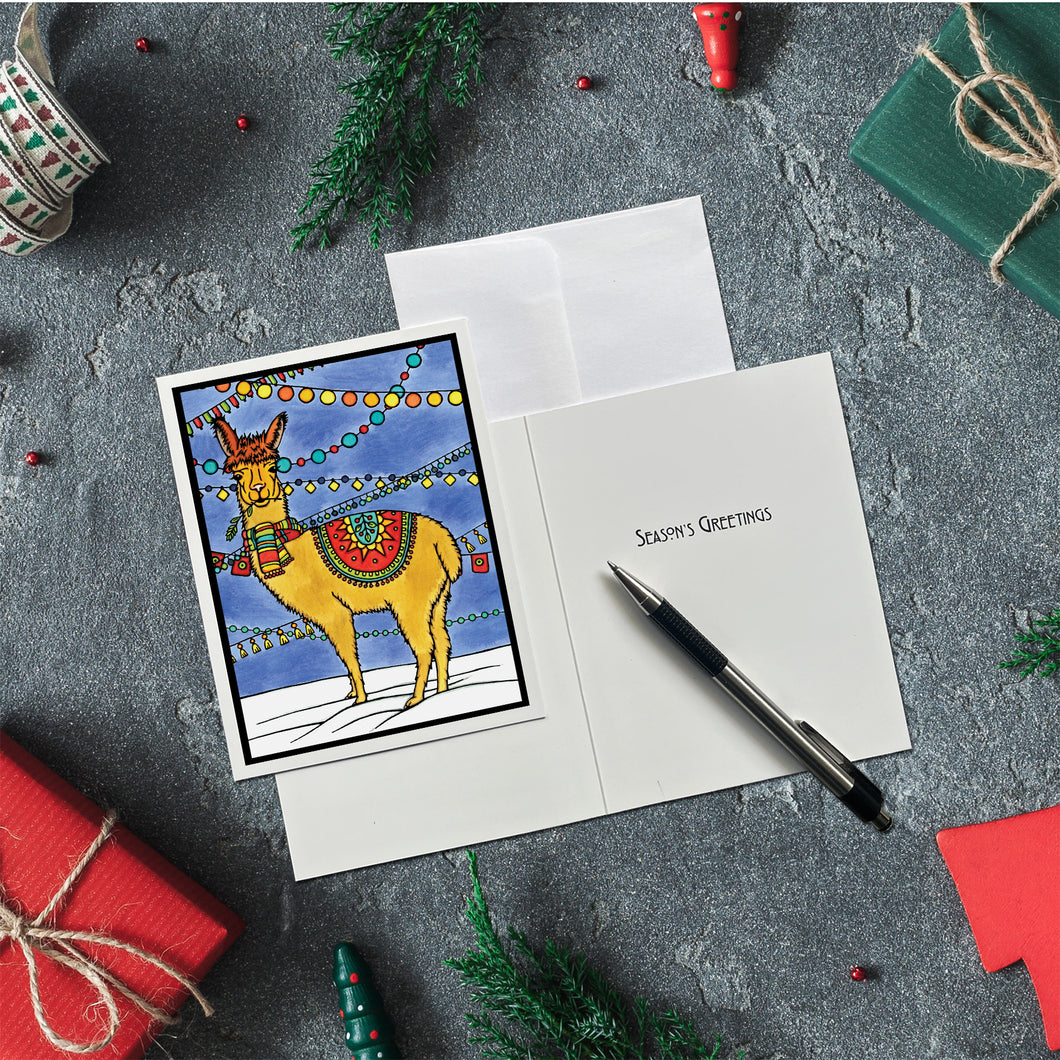 BX226 Holiday Llama - Packaged Holiday Cards