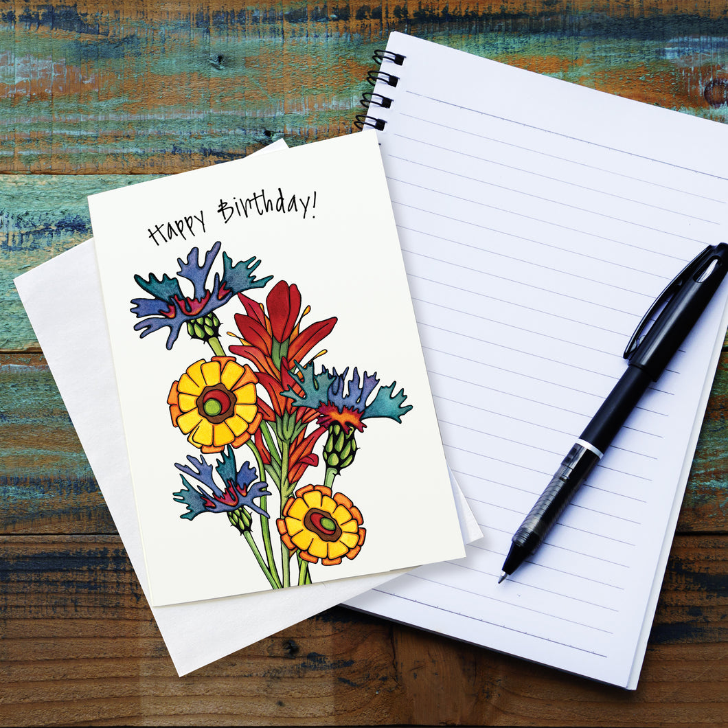 SA463: Happy Birthday Wildflowers - Pack of 6