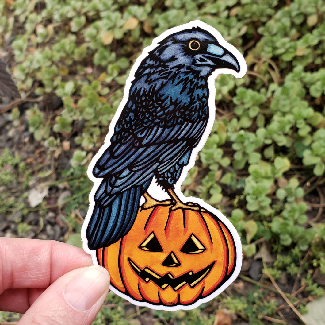 ST448: Raven Pumpkin Sticker - Pack of 12