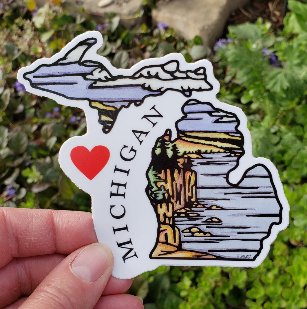 ST269: I Love Michigan Sticker - Pack of 12